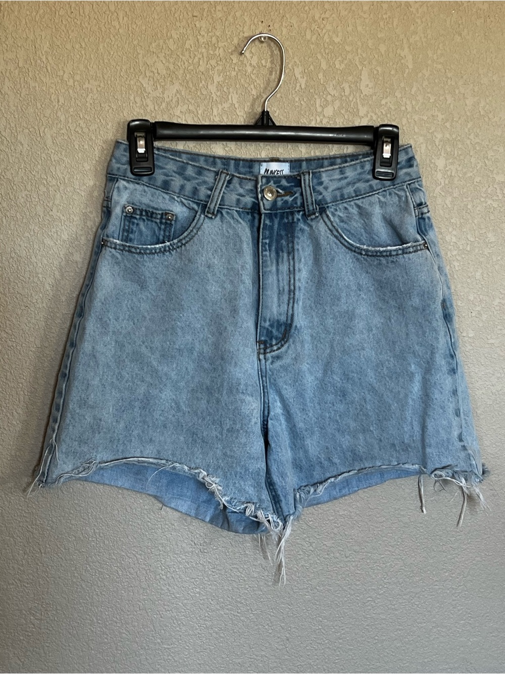 Princess Polly High Waisted Frayed Hem Cutoff Light Wash Denim Shorts Jorts 4